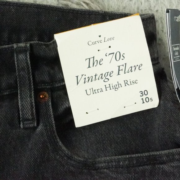 Abercrombie & Fitch 70s Vintage Flare Leg Jeans Curve Love Womens 30 Black Denim - Picture 3 of 9